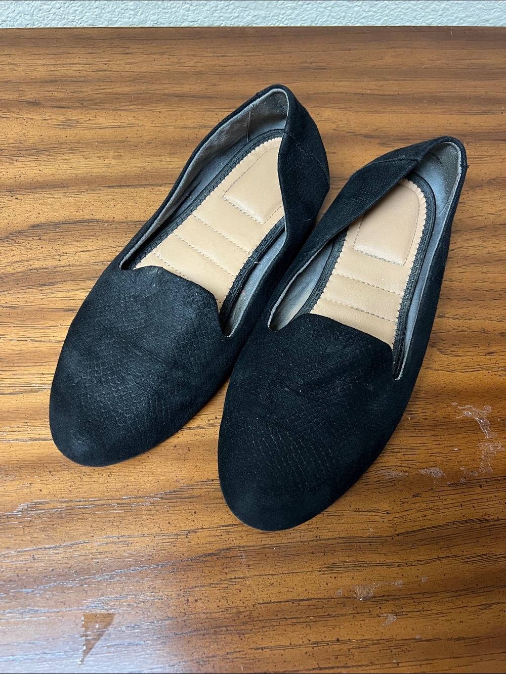 T.J.Maxx Black Suede-Look Slip-On Women's Flats